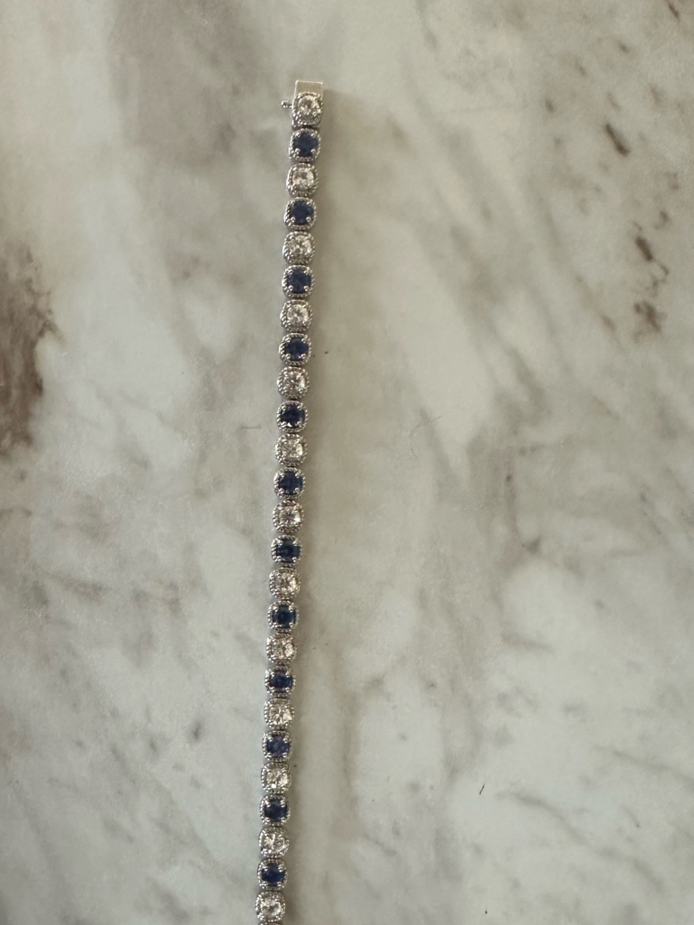 Sterling Silver Sapphire Tennis Bracelet - Picture 3 of 5